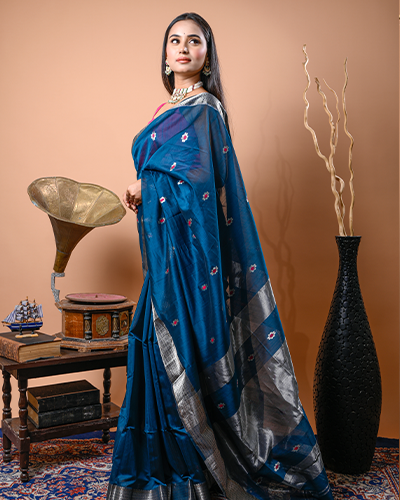 Pure Chanderi silk cotton shoulder palla saree