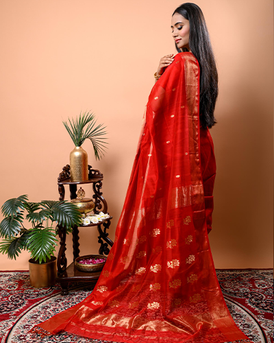 Pure Maheshwari Silver zari saree